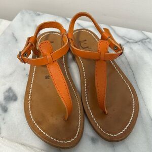 K. Jacques Picon orange leather Sandals made in France sz 36 euro